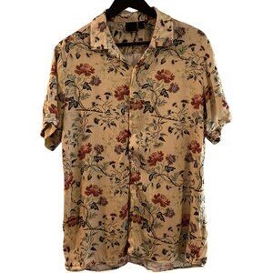 Asos Men's Floral Printed Button-Down Short Sleeve Size Large